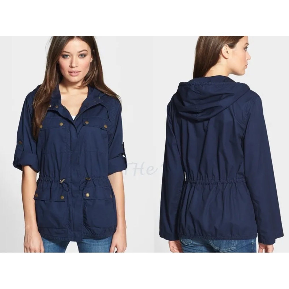 Nwt 150.00 Michael Kors Indigo Hooded Anorak Jacket Wahsed Indigo